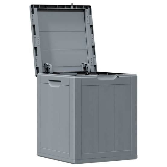 Petit Coffre de Rangement 90L PP Aspect Bois pour Balcon Terrasse Gris 43x44x51 cm – ComfortXL Outdoor Living - Image 4