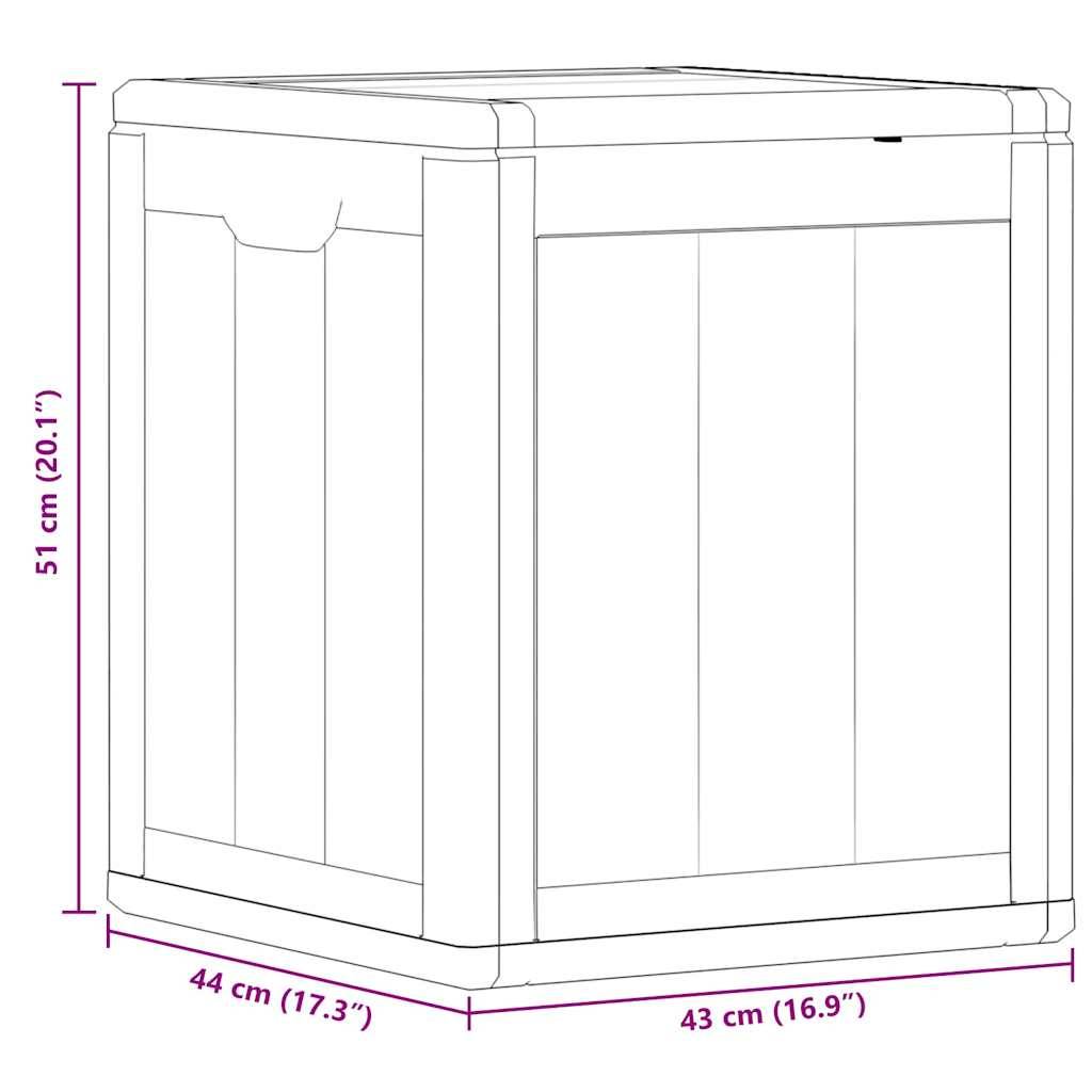 Petit Coffre de Rangement 90L PP Aspect Bois pour Balcon Terrasse Gris 43x44x51 cm – ComfortXL Outdoor Living - Image 9
