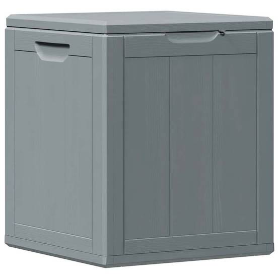 Petit Coffre de Rangement 90L PP Aspect Bois pour Balcon Terrasse Gris 43x44x51 cm – ComfortXL Outdoor Living - Image 2
