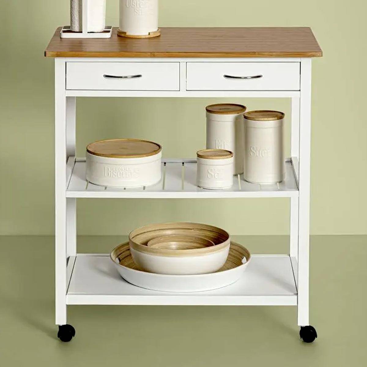 Plateau en Bambou D 42 cm Blanc - Imagen 4