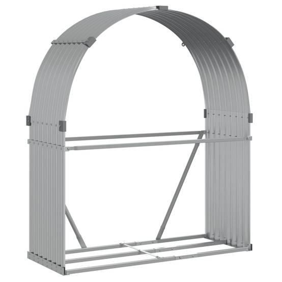 Range-bûches extérieur en acier galvanisé Argenté 120x45x140 cm – ComfortXL Outdoor Living - Image 2