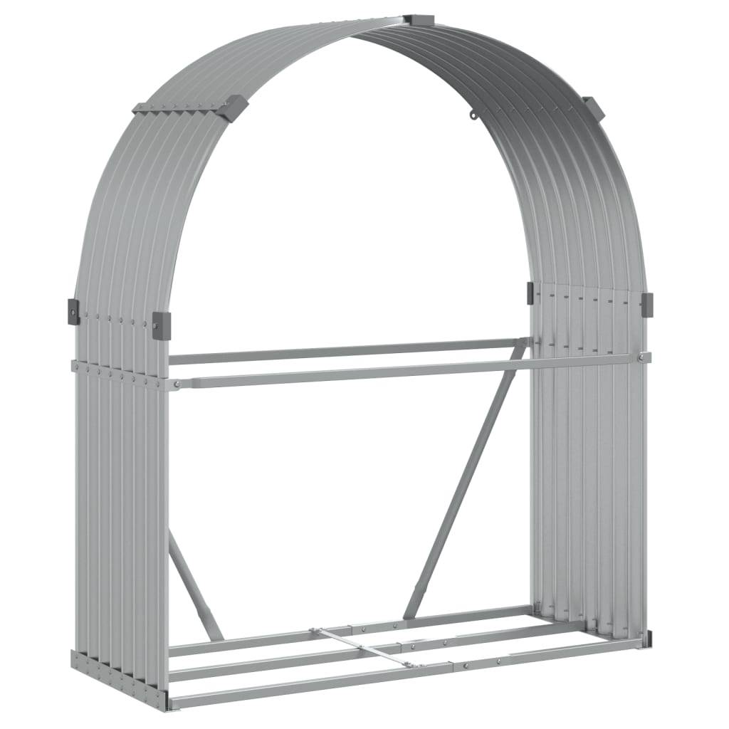 Range-bûches extérieur en acier galvanisé Argenté 120x45x140 cm – ComfortXL Outdoor Living - Image 2