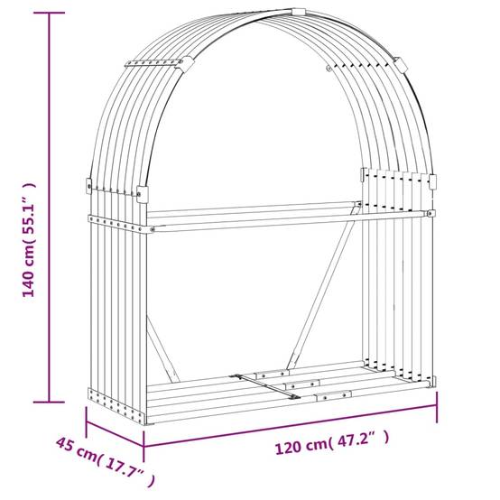 Range-bûches extérieur en acier galvanisé Argenté 120x45x140 cm – ComfortXL Outdoor Living - Image 9