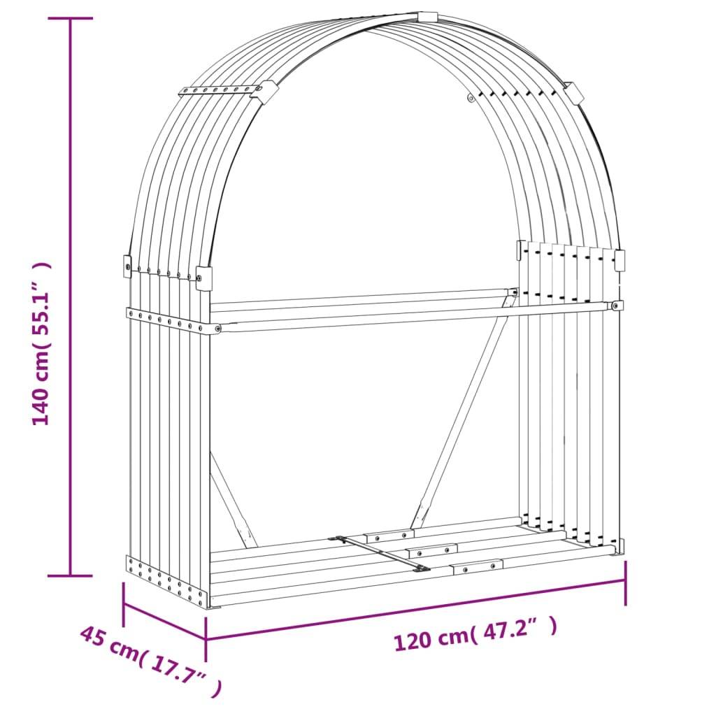 Range-bûches extérieur en acier galvanisé Argenté 120x45x140 cm – ComfortXL Outdoor Living - Image 9