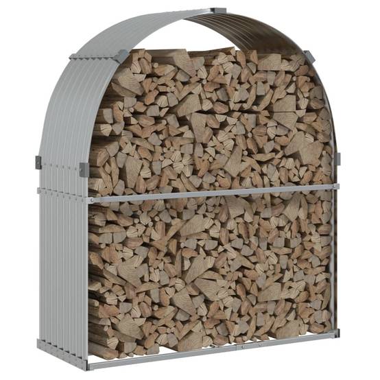 Range-bûches extérieur en acier galvanisé Argenté 120x45x140 cm – ComfortXL Outdoor Living - Image 3