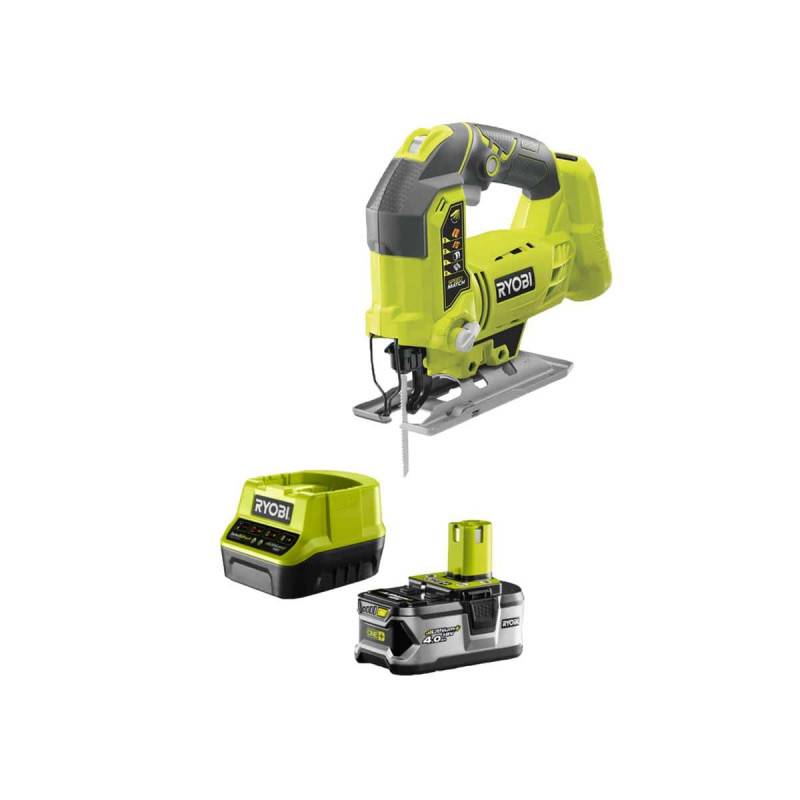 Ryobi - Pack scie sauteuse pendulaire RYOBI 18 V One+ R18JS-0 - 1 batterie 18V One+ 4.0Ah LithiumPlus - 1 chargeur rapide 2.0Ah Lithium-ion RC18120-140
