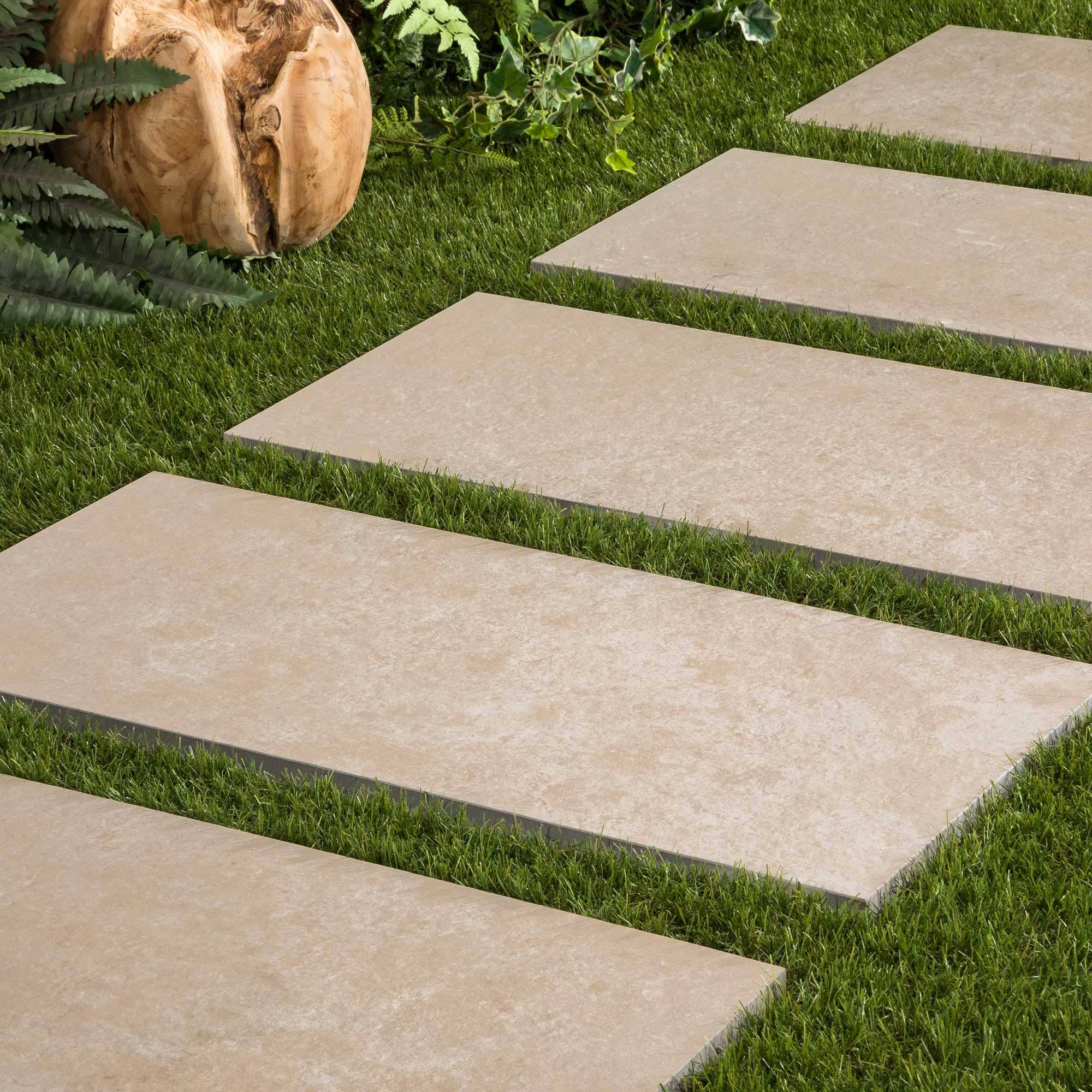 RO'MA Nature - Pas japonais Rectangle Grès cérame effet Pierre Beige Brescia 80x40x2 cm (à l'unité) - RO'MA NATURE - Image 1