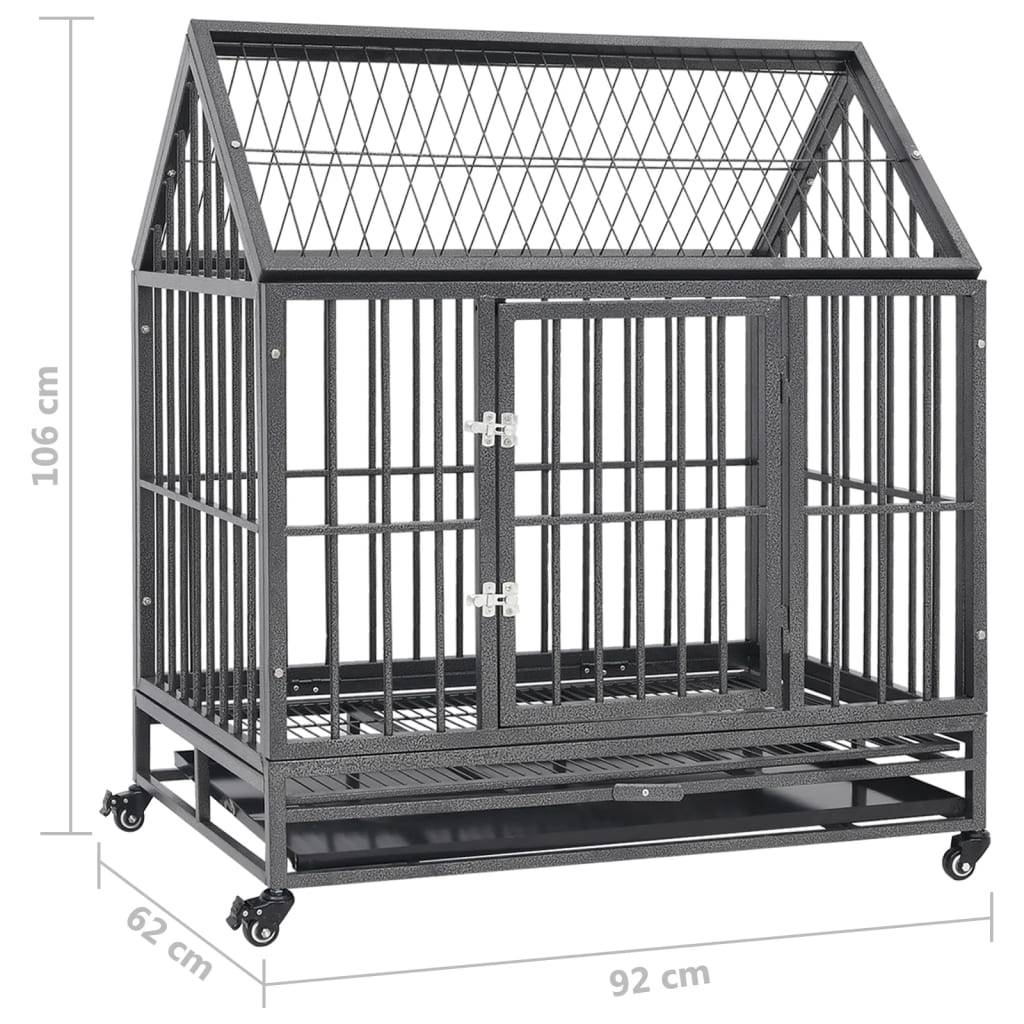 Vidaxl - Cage pour chien avec roues et toit Acier 92x62x106 cm vidaXL 171493 - Imagen 3