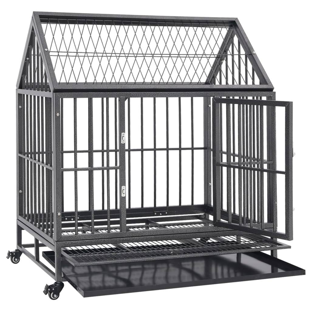 Vidaxl - Cage pour chien avec roues et toit Acier 92x62x106 cm vidaXL 171493 - Imagen 10