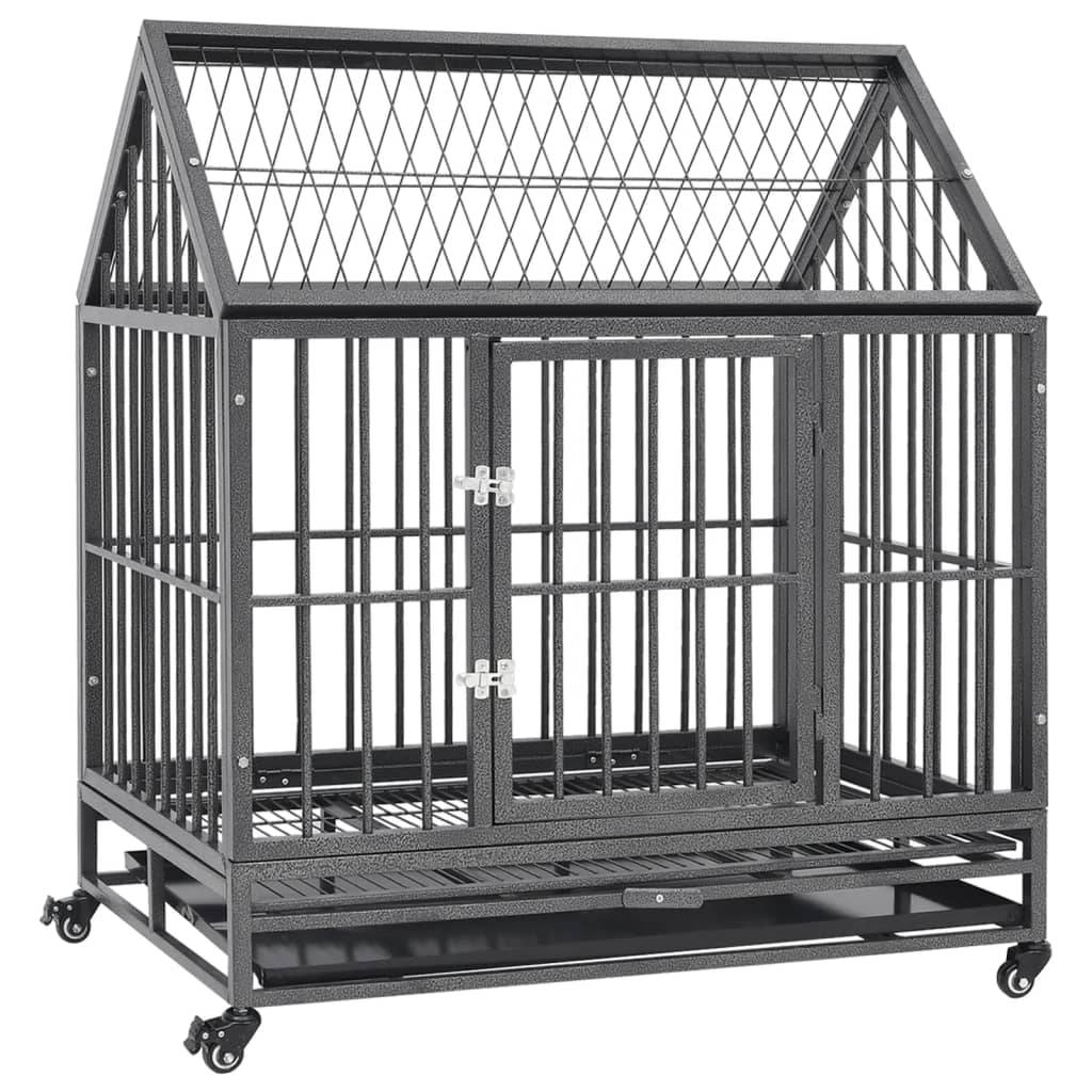 Vidaxl - Cage pour chien avec roues et toit Acier 92x62x106 cm vidaXL 171493 - Imagen 1