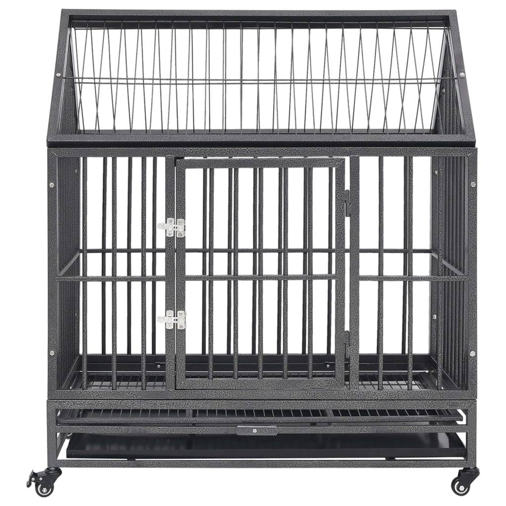 Vidaxl - Cage pour chien avec roues et toit Acier 92x62x106 cm vidaXL 171493 - Imagen 9