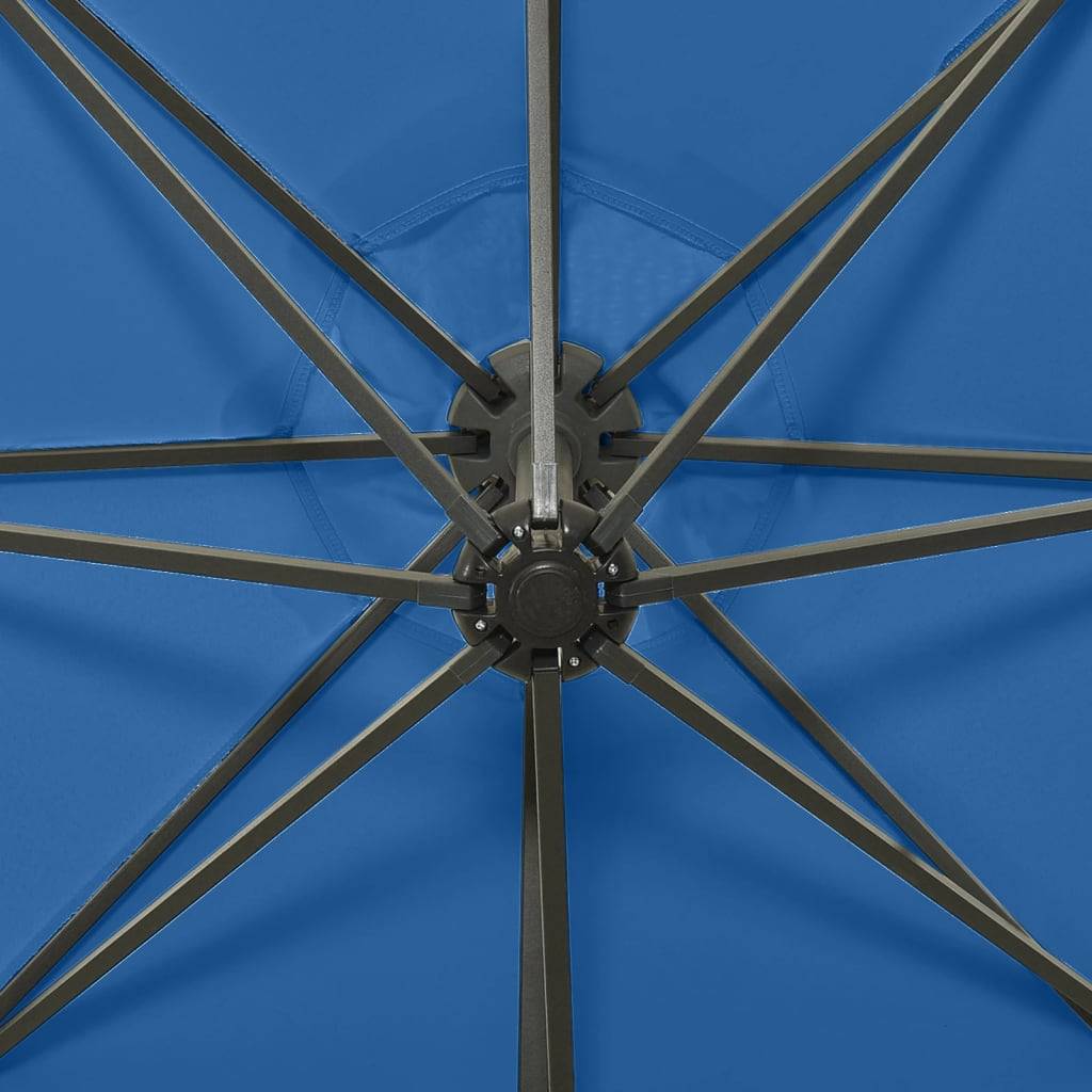 Helloshop26 - Parasol meuble de jardin déporté avec mât et lumières led 300 cm bleu azur - Imagen 7