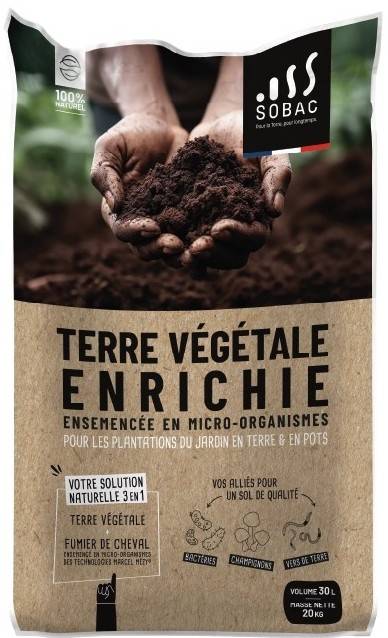 0 - Terre Végétale Enrichie en Micro-Organismes - 30 L - SOBAC - Image 1