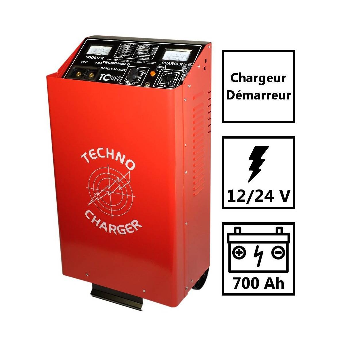 Chargeur démarreur de Batterie 12-24V Charge 89A poids lourds 700 Ah TEC600 TECNOWELD - Imagen 2