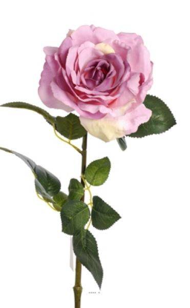 Artificielles - Rose Maya artificielle Violine H 75 cm Tete superbe de 12 cm 4 feuilles - couleur: Lavande - Imagen 1