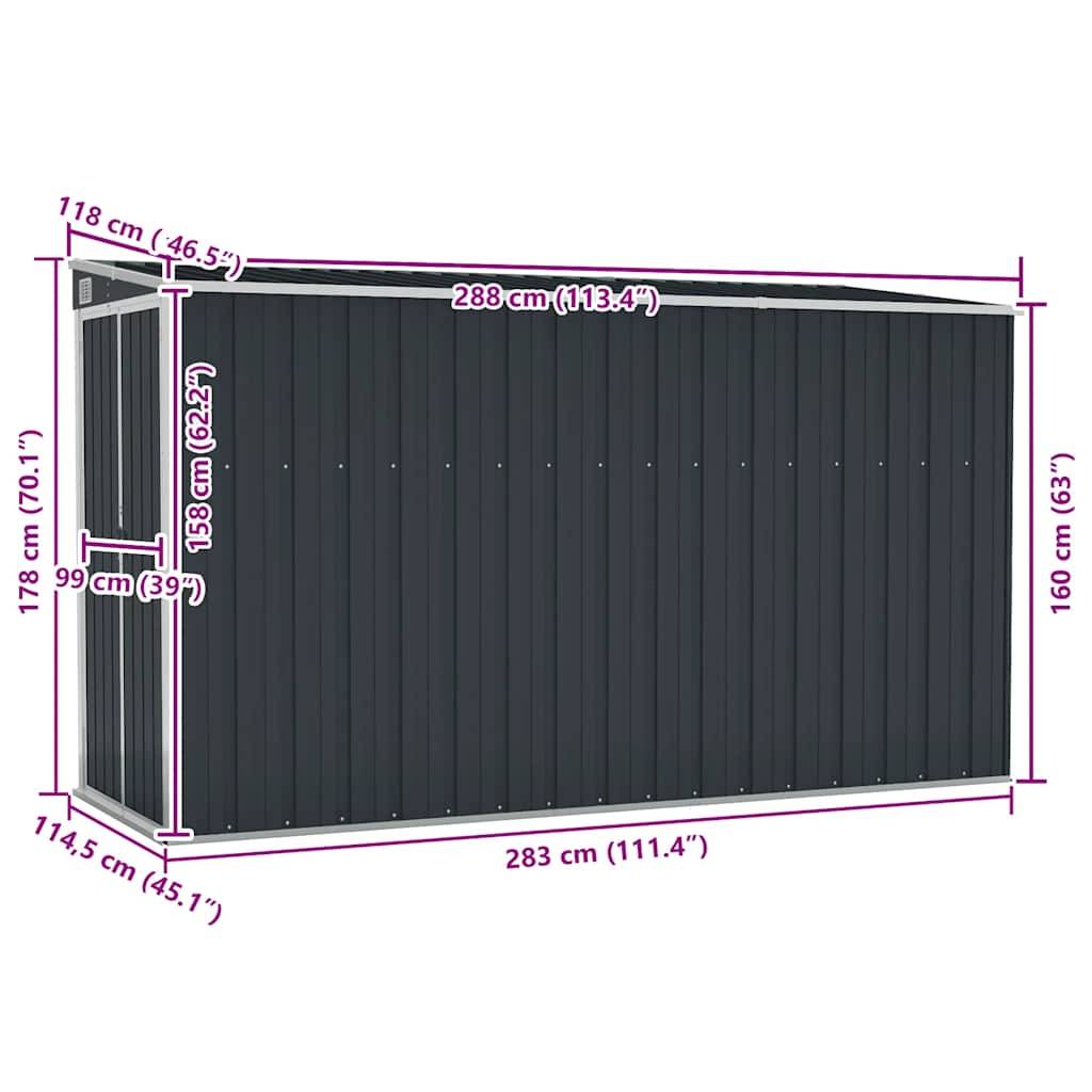 Vidaxl - Abri de jardin mural Anthracite 118x288x178 cm Acier 3.4m² vidaXL 316227 - Image 3