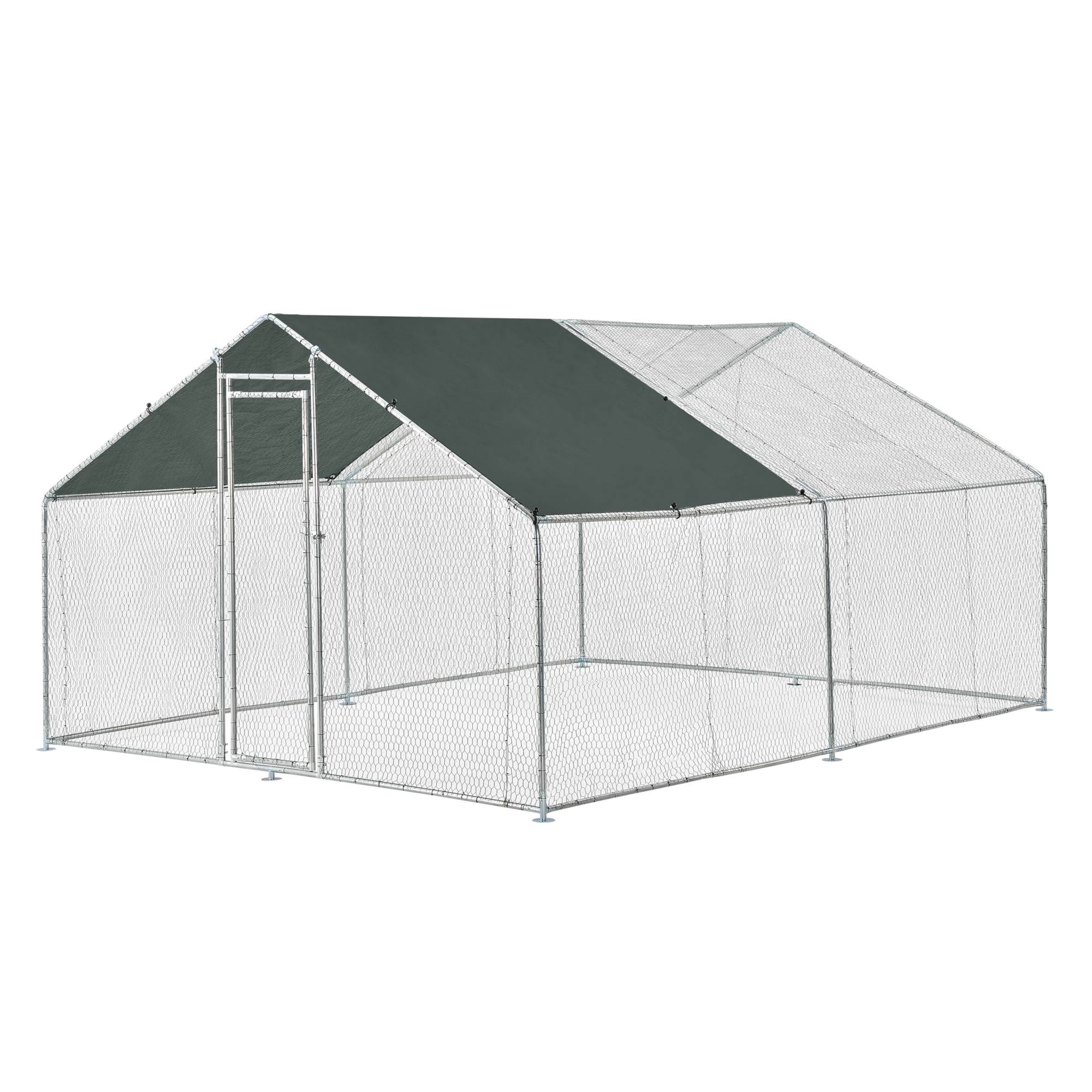 Pro.Tec - Enclos Extérieur Wels Volière Acier Galvanisé 3 x 4 x 2 m Argent Vert Foncé [pro.tec] - Imagen 1