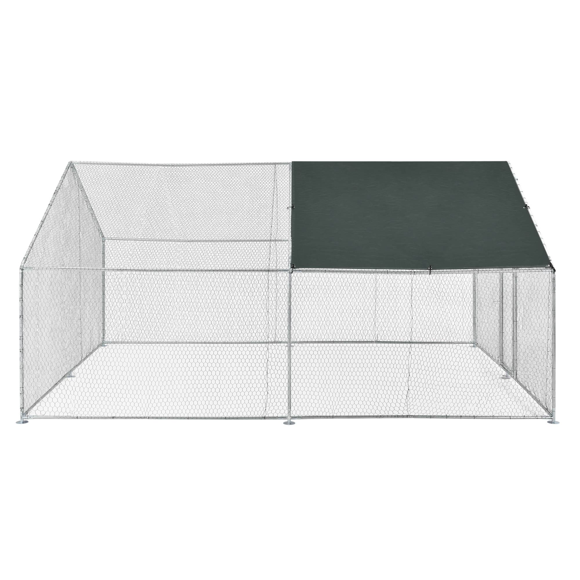 Pro.Tec - Enclos Extérieur Wels Volière Acier Galvanisé 3 x 4 x 2 m Argent Vert Foncé [pro.tec] - Imagen 5
