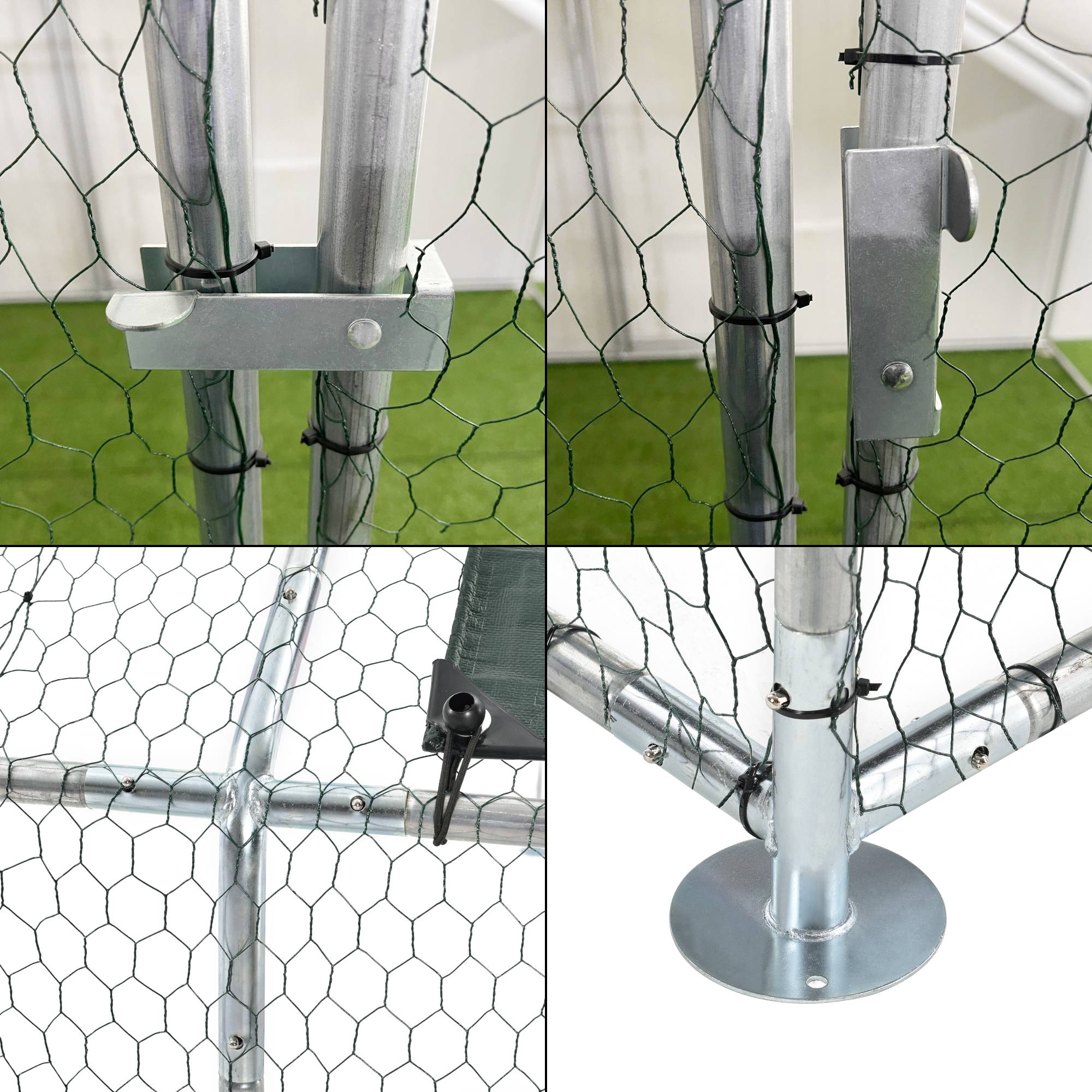 Pro.Tec - Enclos Extérieur Wels Volière Acier Galvanisé 3 x 4 x 2 m Argent Vert Foncé [pro.tec] - Imagen 6
