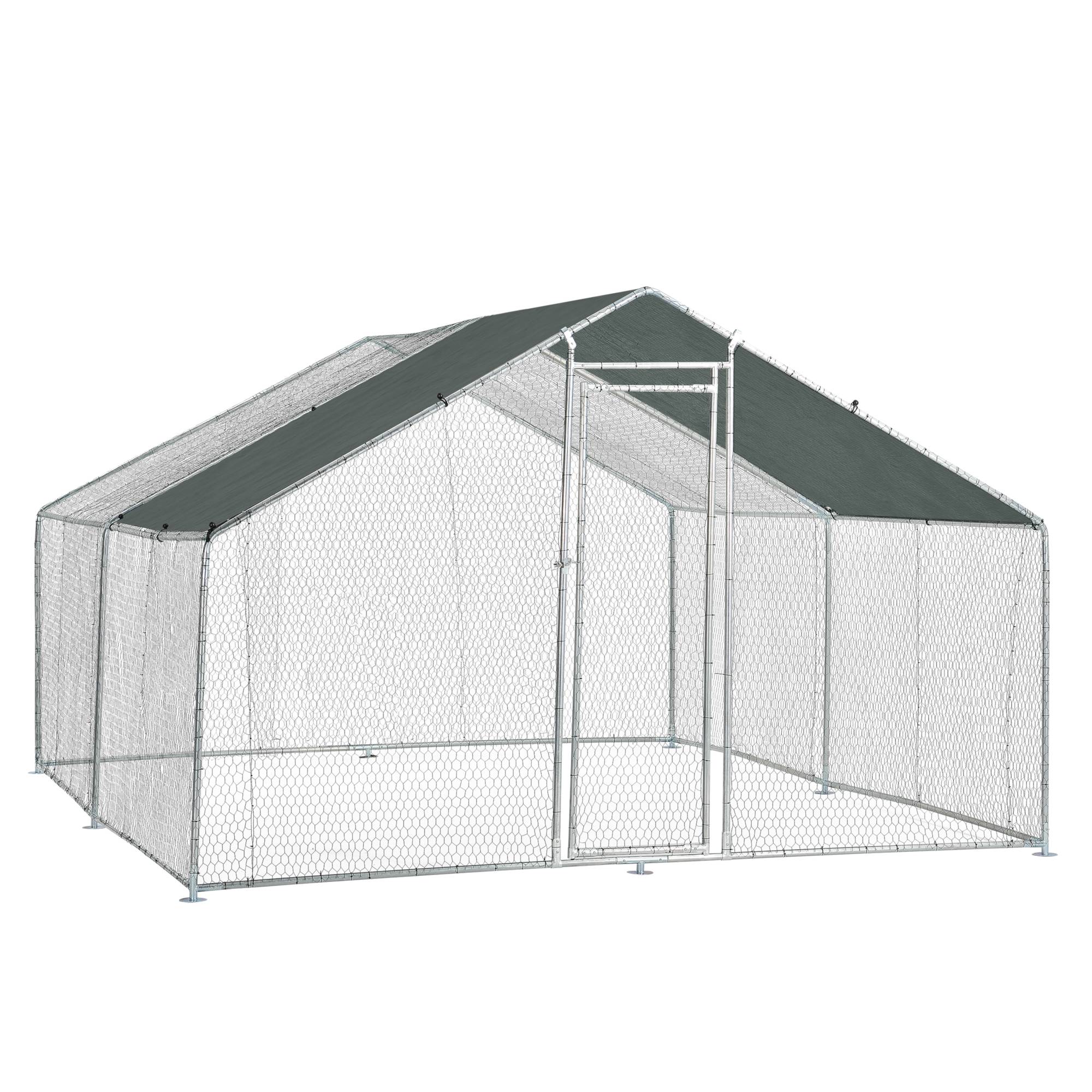 Pro.Tec - Enclos Extérieur Wels Volière Acier Galvanisé 3 x 4 x 2 m Argent Vert Foncé [pro.tec] - Imagen 3