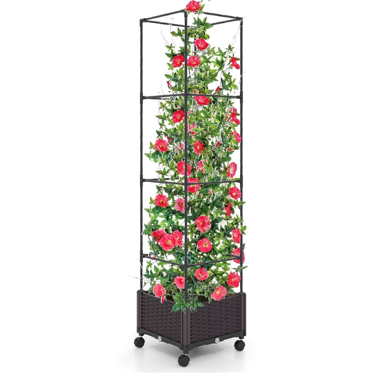 Helloshop26 - Potager surélevé vertical de 170 cm avec bac et treillis jardinière avec système d'auto-irrigation hauteur ajustable bac à tomates sur roues - Imagen 1