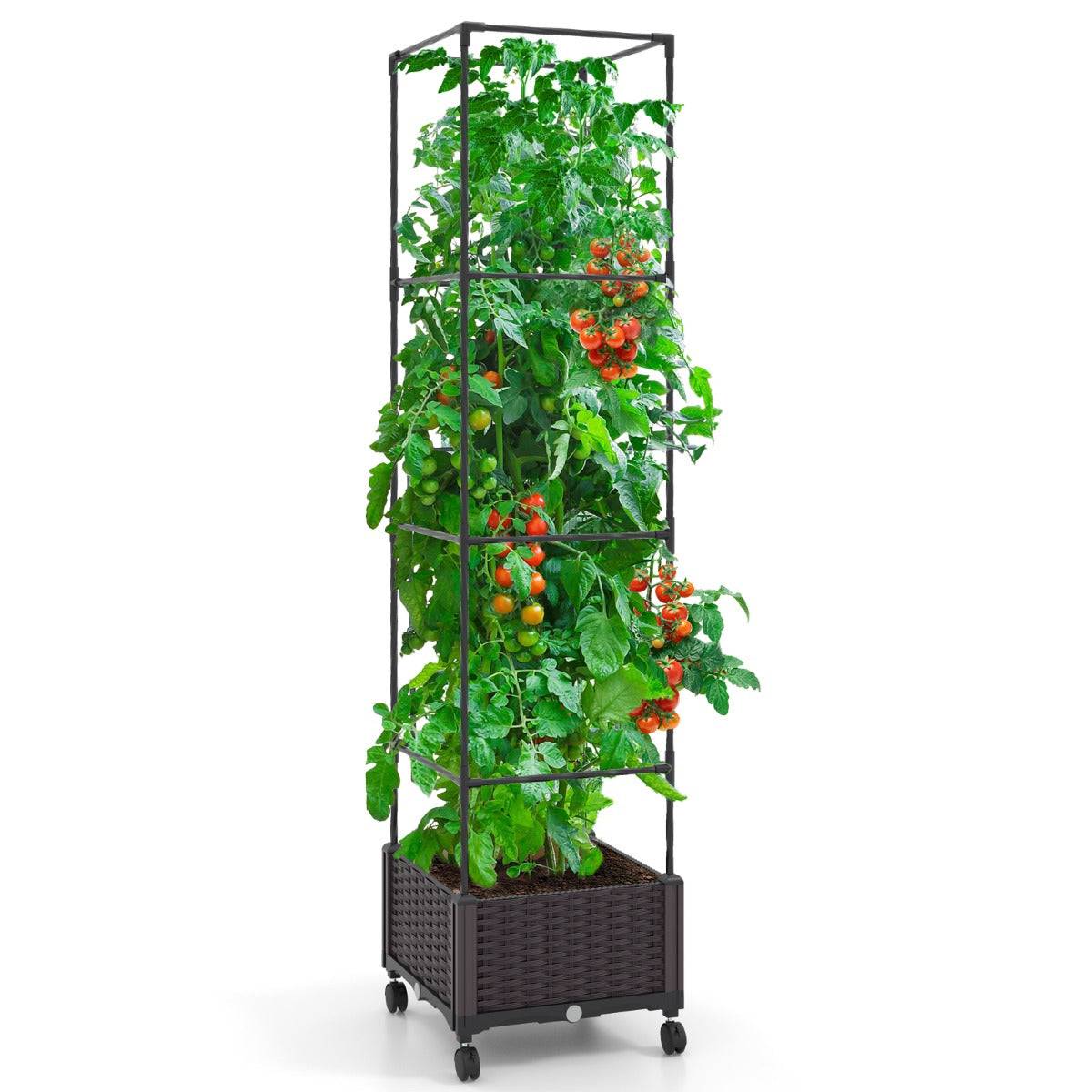 Helloshop26 - Potager surélevé vertical de 170 cm avec bac et treillis jardinière avec système d'auto-irrigation hauteur ajustable bac à tomates sur roues - Imagen 2