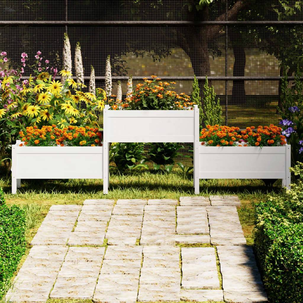 Maison Chic - Jardinière - Bac à Fleurs - Pot De Fleurs Blanc 245,5x44x75 cm Bois massif de pin - Imagen 2