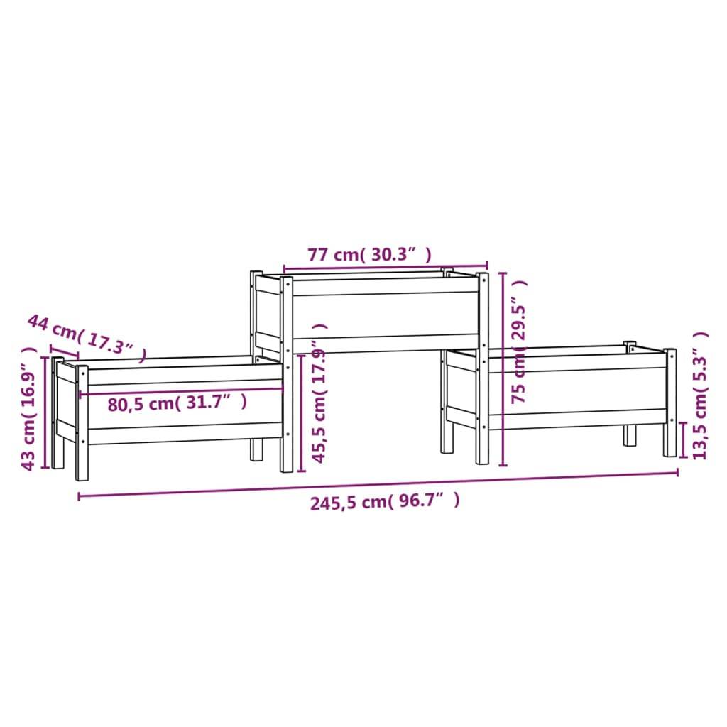 Maison Chic - Jardinière - Bac à Fleurs - Pot De Fleurs Blanc 245,5x44x75 cm Bois massif de pin - Imagen 7