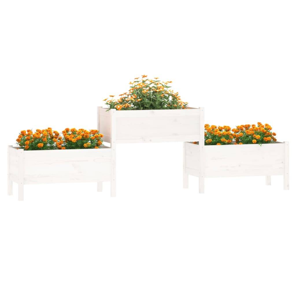 Maison Chic - Jardinière - Bac à Fleurs - Pot De Fleurs Blanc 245,5x44x75 cm Bois massif de pin - Imagen 3