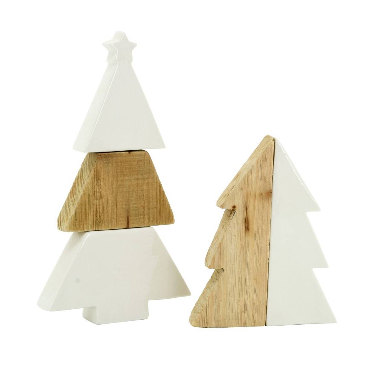 Aubry Gaspard - Sapins en céramique blanche et bois