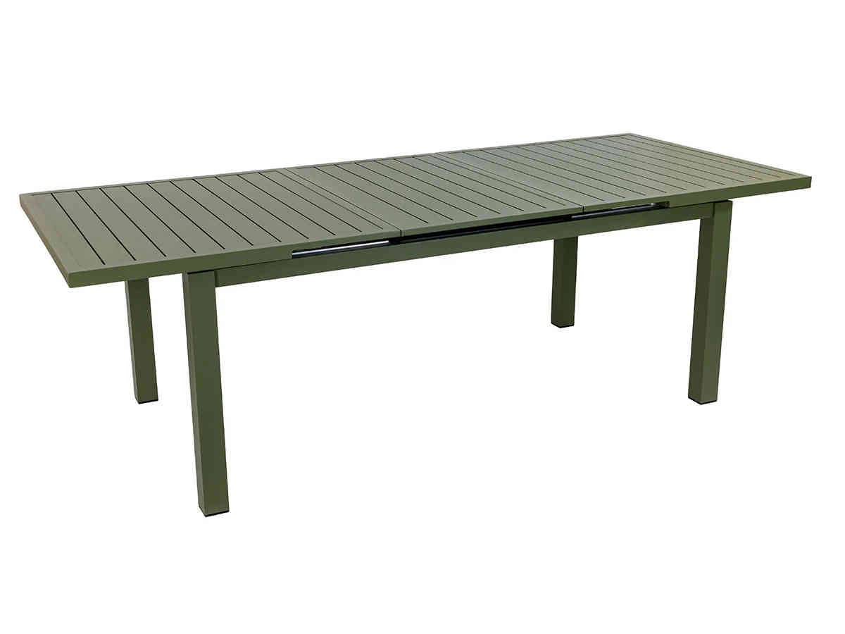 Table de jardin rectangulaire extensible en aluminium Santorin kaki 8/10 places - Jardiline + 10 fauteuils - Imagen 3