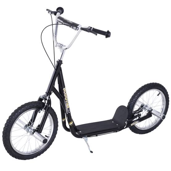 Trottinette patinette Grandes Roues pneumatiques Ø 41 cm Hauteur Guidon réglable béquille pegs Inclus Acier Noir - Image 2