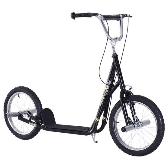 Trottinette patinette Grandes Roues pneumatiques Ø 41 cm Hauteur Guidon réglable béquille pegs Inclus Acier Noir - Image 1