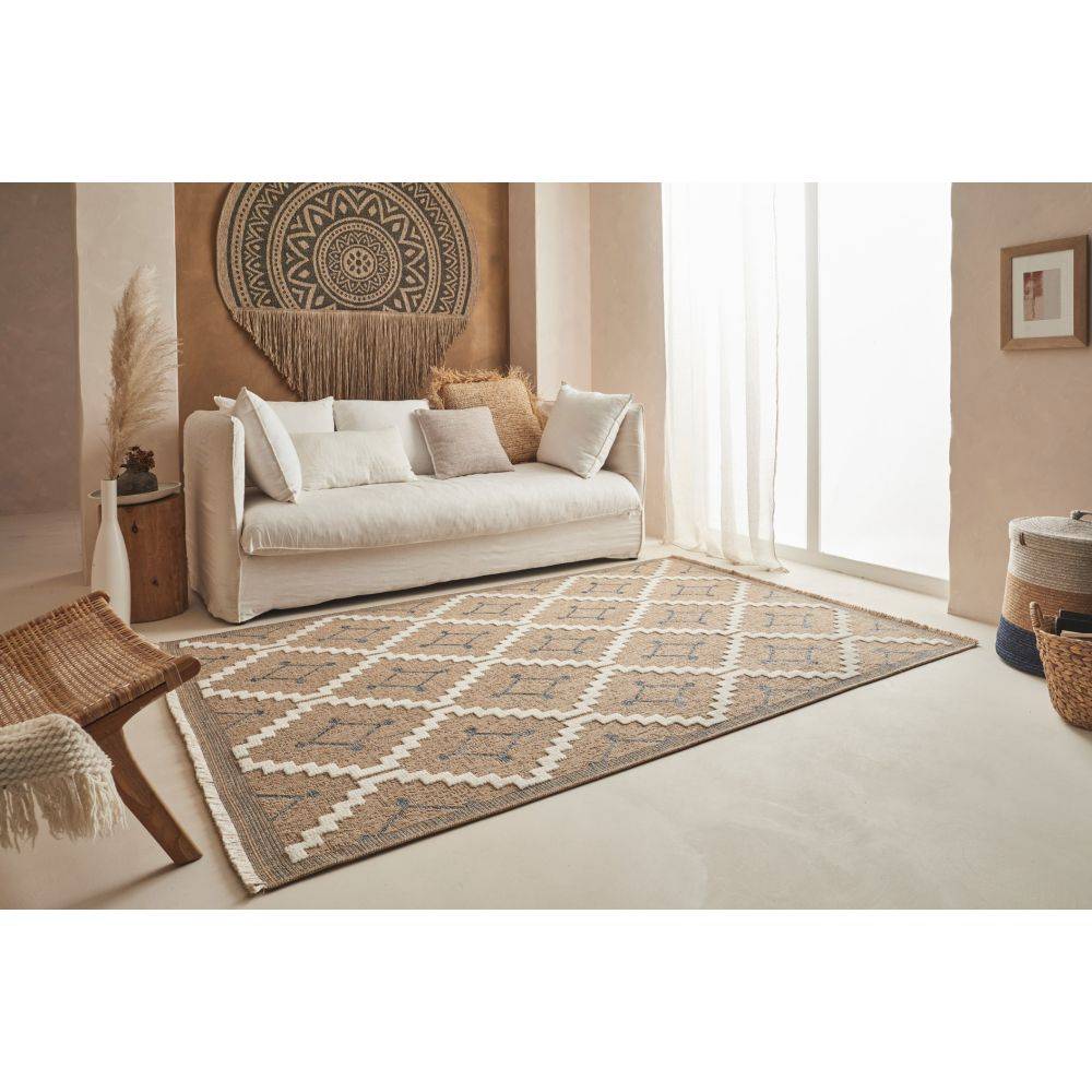 Jardindeco - Tapis intérieur extérieur aspect jute bleu Tijuana 9041 230 x 160 cm - Imagen 2