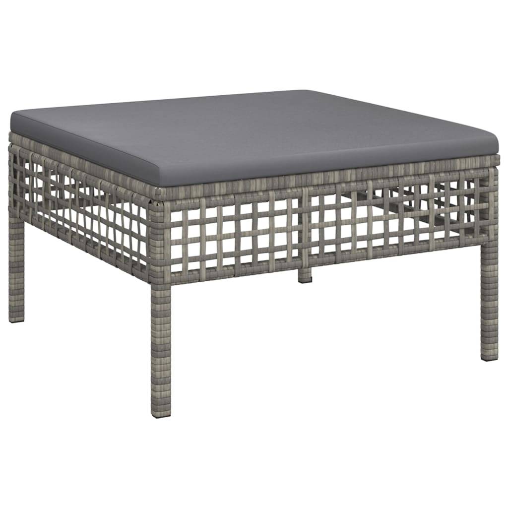 Helloshop26 - Salon de jardin meuble d'extérieur ensemble de mobilier 7 pièces avec coussins gris résine tressée - Imagen 4