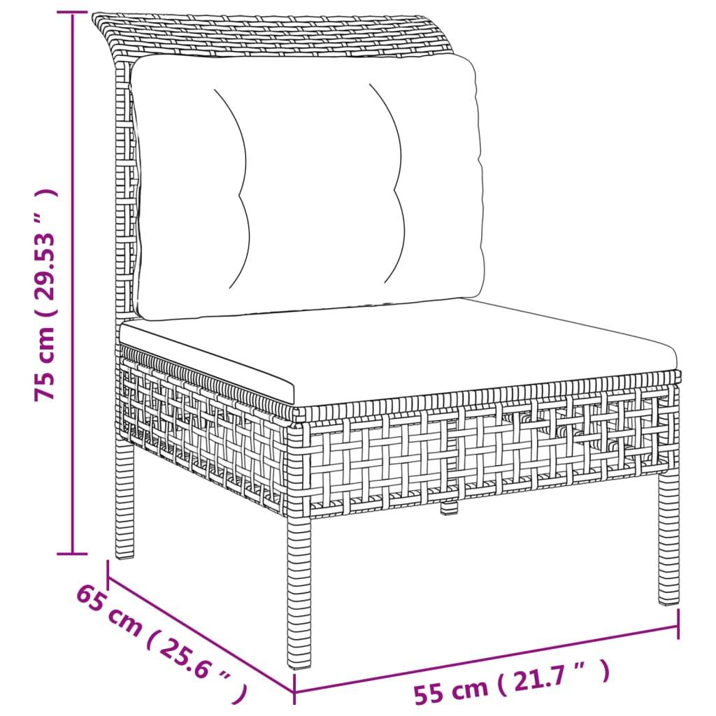 Helloshop26 - Salon de jardin meuble d'extérieur ensemble de mobilier 7 pièces avec coussins gris résine tressée - Imagen 5