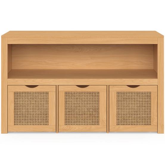 IDMARKET - Meuble de rangement enfant EDHEN bois et cannage 3 tiroirs cubes sur roulettes - Image 4