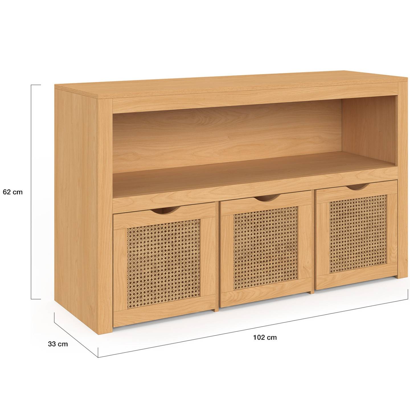 IDMARKET - Meuble de rangement enfant EDHEN bois et cannage 3 tiroirs cubes sur roulettes - Image 5