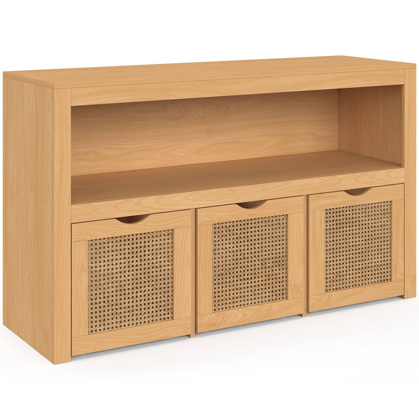 IDMARKET - Meuble de rangement enfant EDHEN bois et cannage 3 tiroirs cubes sur roulettes - Image 3