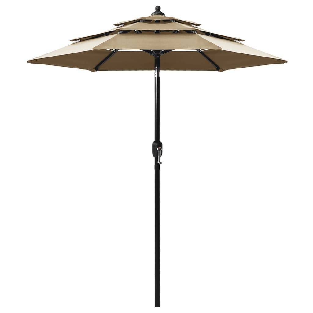 Helloshop26 - Parasol à 3 niveaux avec mât en aluminium 2 m taupe - Imagen 1