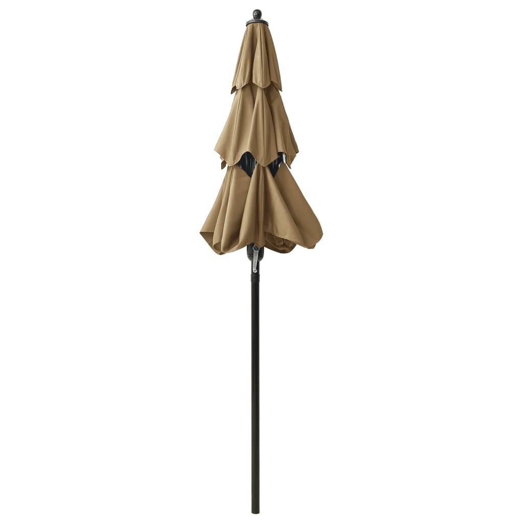 Helloshop26 - Parasol à 3 niveaux avec mât en aluminium 2 m taupe - Imagen 4