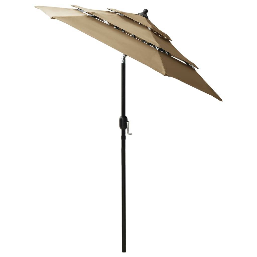 Helloshop26 - Parasol à 3 niveaux avec mât en aluminium 2 m taupe - Imagen 3