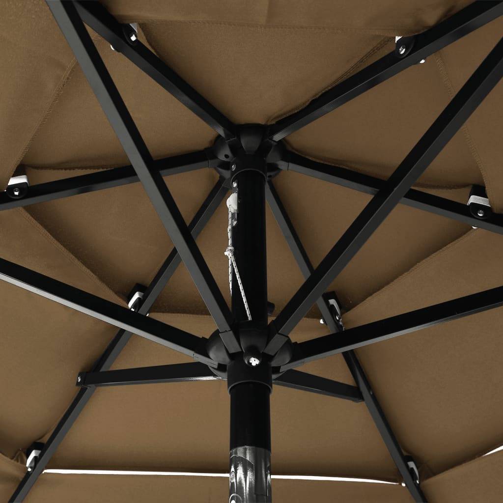 Helloshop26 - Parasol à 3 niveaux avec mât en aluminium 2 m taupe - Imagen 5