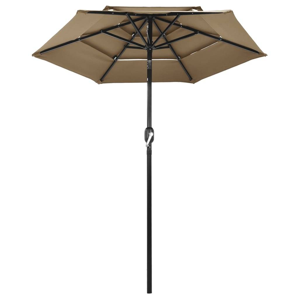 Helloshop26 - Parasol à 3 niveaux avec mât en aluminium 2 m taupe - Imagen 2