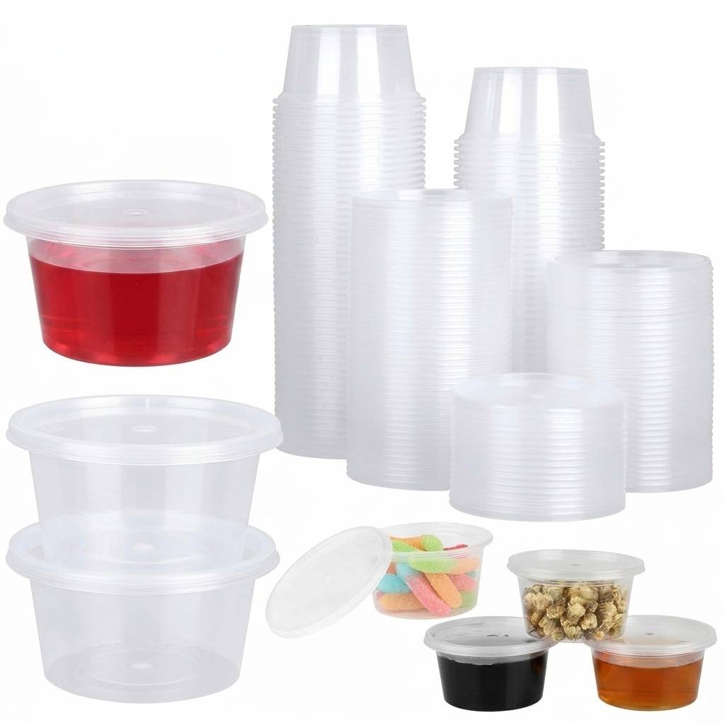 100 pots plastiques 100 ml, couvercles hermétiques, réutilisables - Image 1