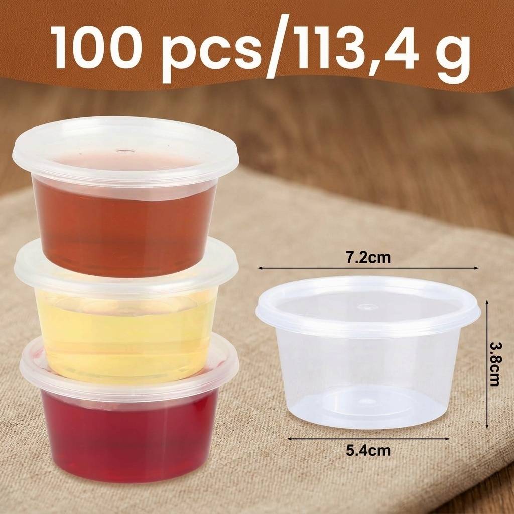 100 pots plastiques 100 ml, couvercles hermétiques, réutilisables - Image 2