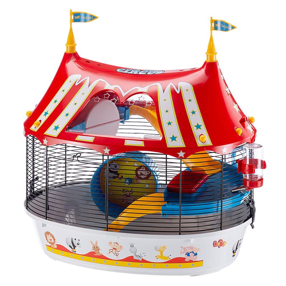 Ferplast - Ferplast Cage à 3 étages pour hamsters CIRCUS FUN, souris, petits rongeurs, plastique robuste et métal, ashésifs colorés et accessoires inclus, 49,5 x - Image 1