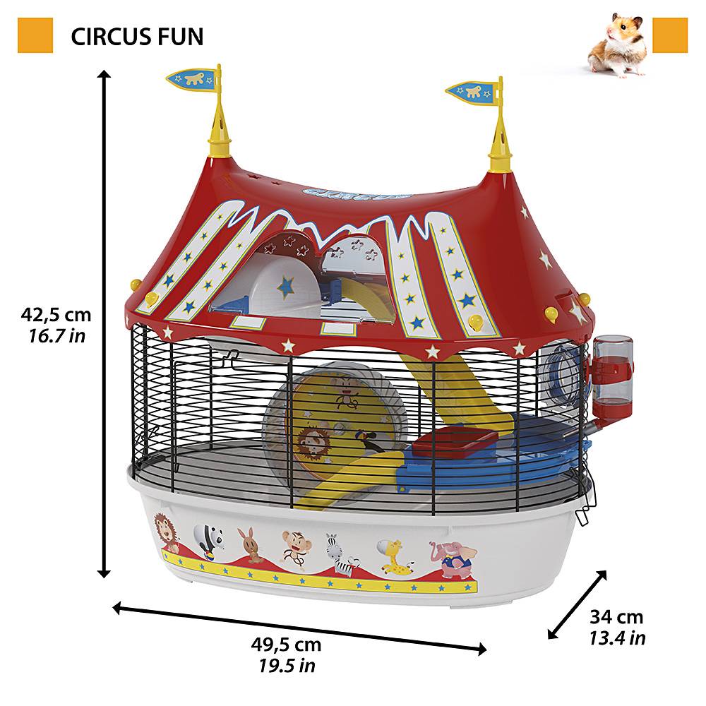 Ferplast - Ferplast Cage à 3 étages pour hamsters CIRCUS FUN, souris, petits rongeurs, plastique robuste et métal, ashésifs colorés et accessoires inclus, 49,5 x - Image 2