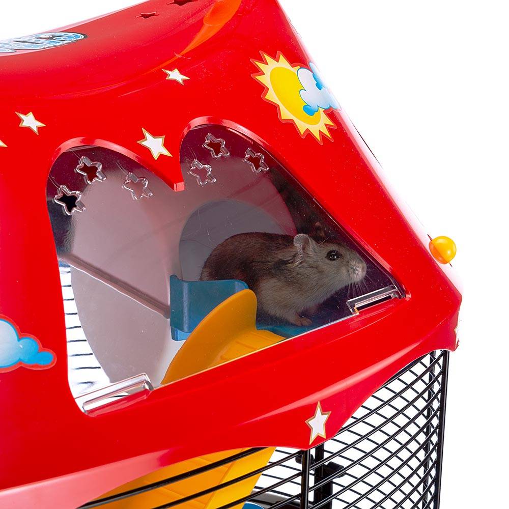 Ferplast - Ferplast Cage à 3 étages pour hamsters CIRCUS FUN, souris, petits rongeurs, plastique robuste et métal, ashésifs colorés et accessoires inclus, 49,5 x - Image 7
