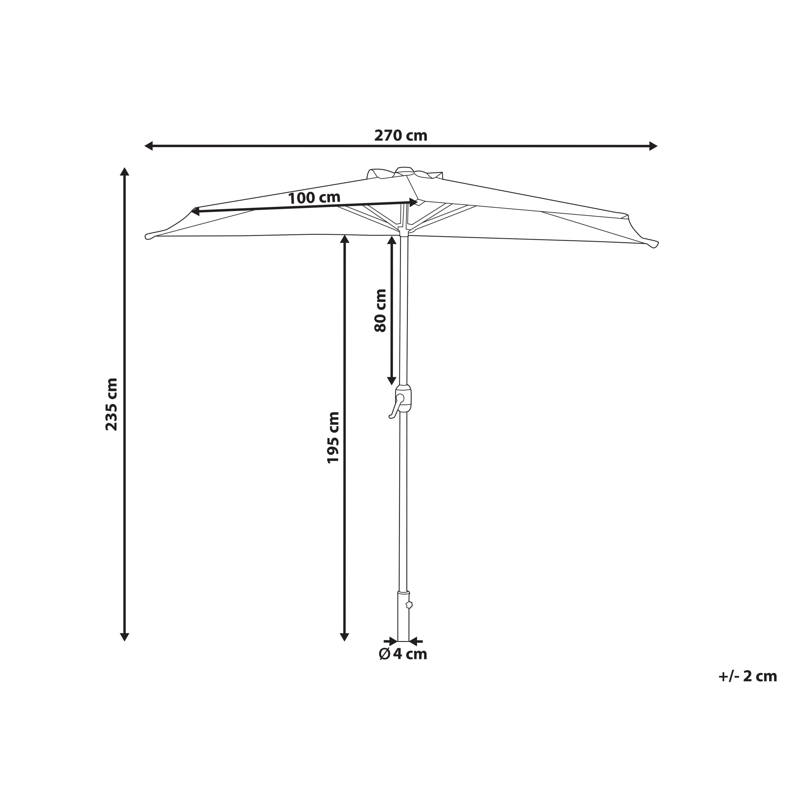 Beliani - Parasol demi-rond Tissu Beige GALATI - Beliani - Imagen 2